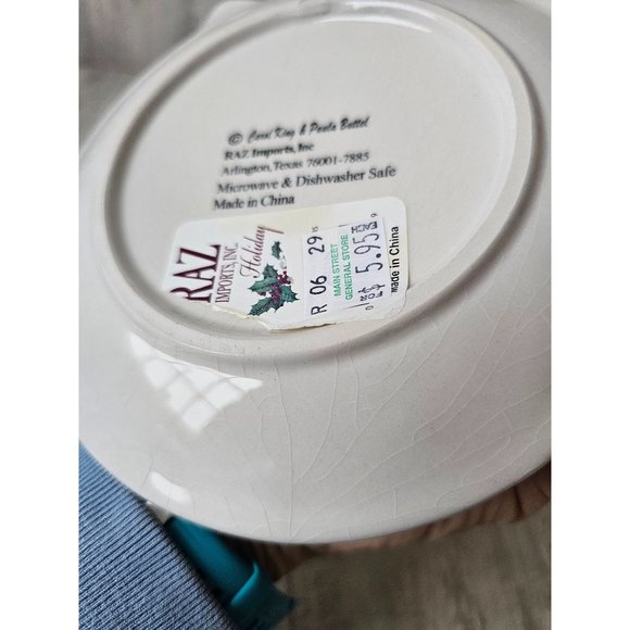 Raz Carol King ornament plate mini Paula buttel Xmas decor unique striped red - Picture 6 of 7